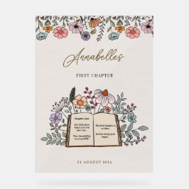 Señal Acrílica Girls Boho Book First Chapter Birthday Welcome