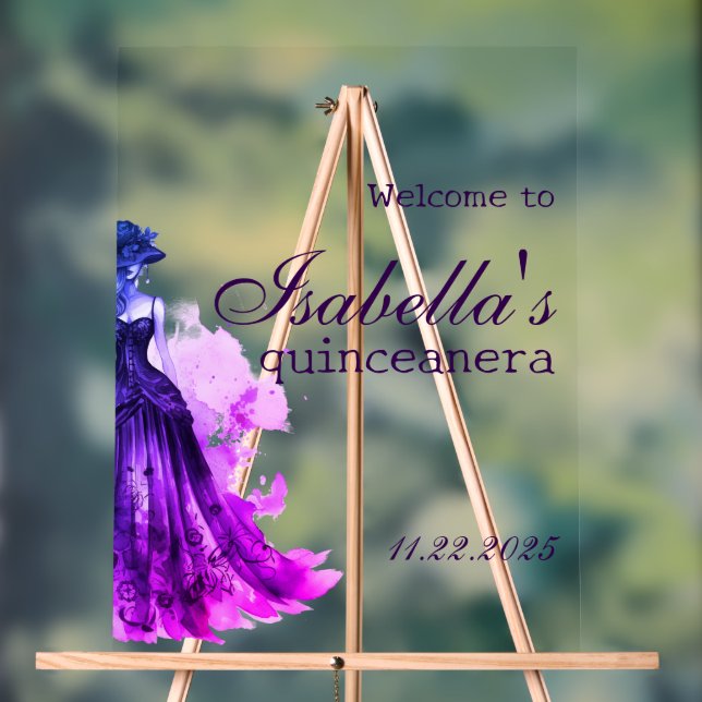 Señal Acrílica Glam Gótico Quince púrpura (Neutral )