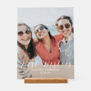 Señal Acrílica Glittering Hearts Besties