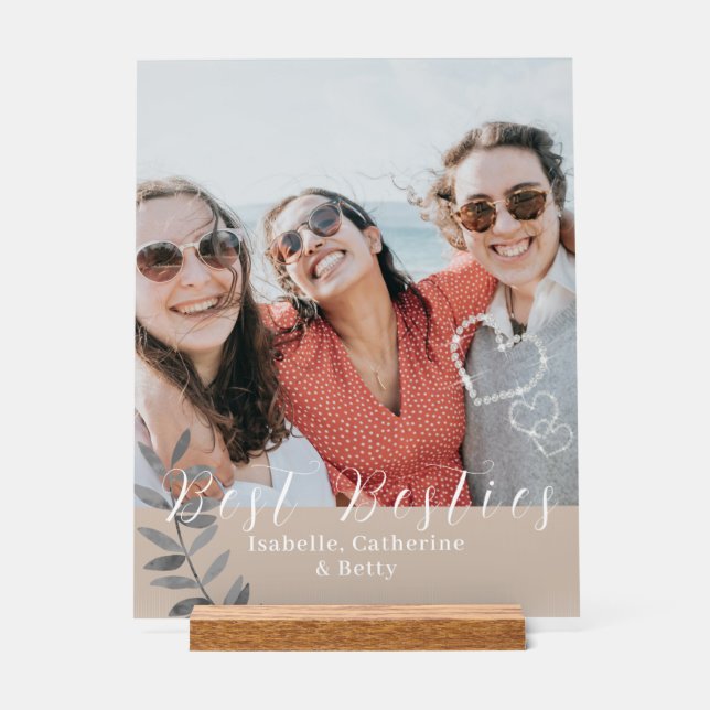 Señal Acrílica Glittering Hearts Besties (Anverso)