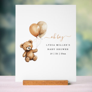 Señal Acrílica Globos de osito de peluche baby shower Neutralidad
