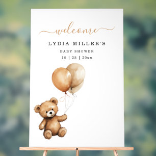 Señal Acrílica Globos de osito de peluche baby shower Neutralidad