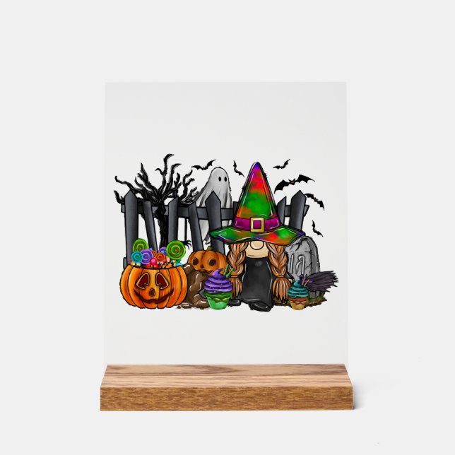 Señal Acrílica Gnomo de Halloween (Anverso)