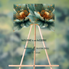 Señal Acrílica Gold and Emerald Green Poppy Acrylic Sign