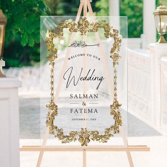 Señal Acrílica Gold Frame Muslim Wedding Welcome Frosted (Subido por el creador)