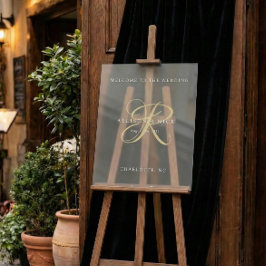 Señal Acrílica Gold Minimal Monogram Clear Wedding Entry
