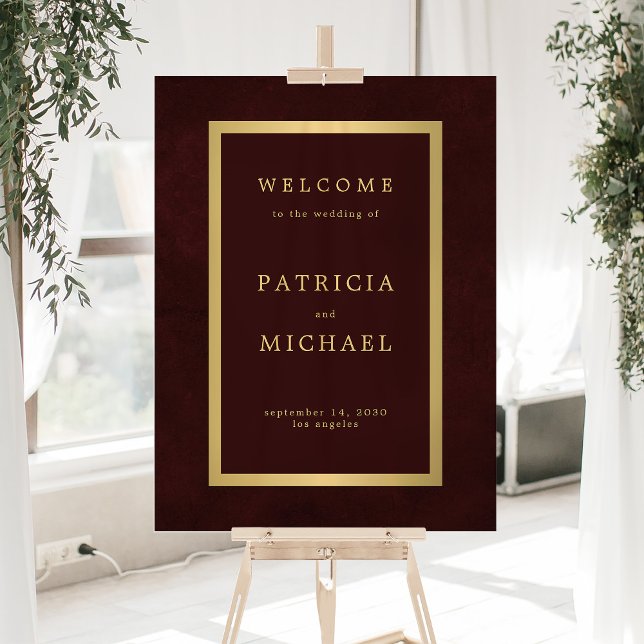 Señal Acrílica Gold typography deep burgundy acrylic welcome sign (Subido por el creador)