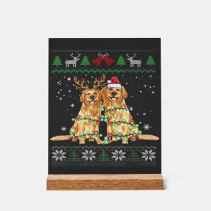 Señal Acrílica Golden retriever Perro feo de Navidad Funny Christ