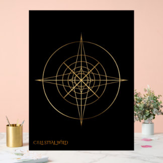 Señal Acrílica Golden Sacred Geometry Acrylic Wedding Sign