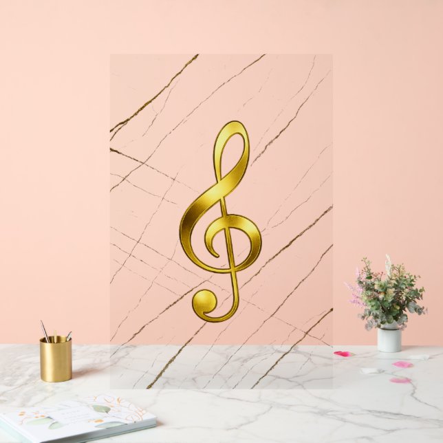 Señal Acrílica Golden Treble Clef Marble Wall Art (Boda)