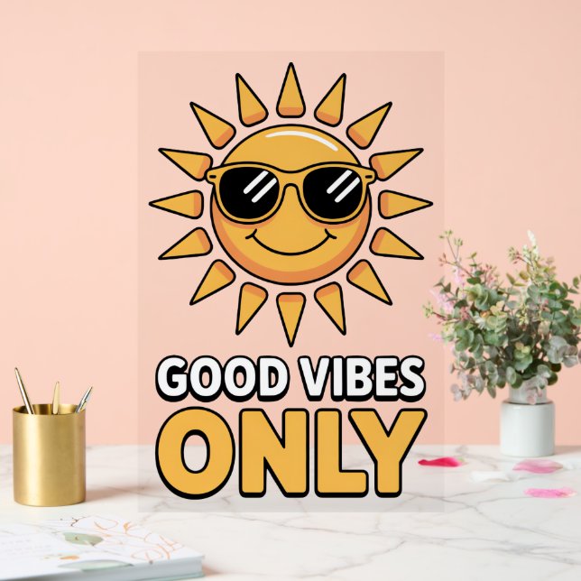 Señal Acrílica Good Vibes Only Poster (Boda)