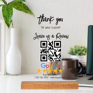 Señal Acrílica Google Review My Business Black Qr Code