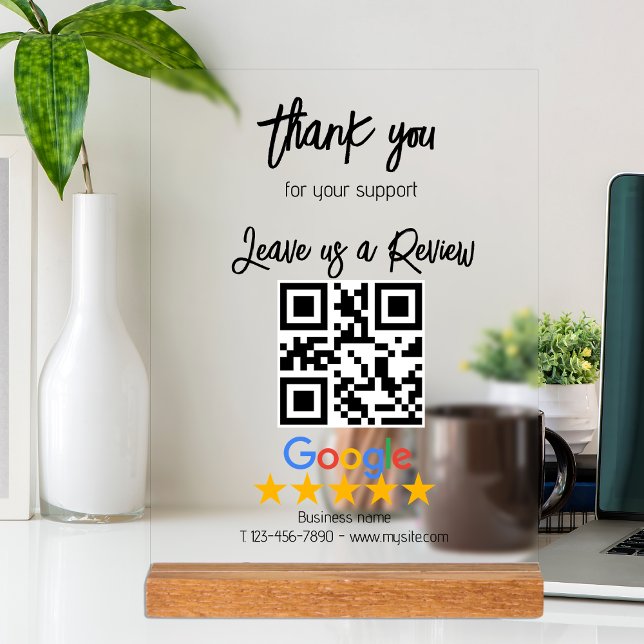 Señal Acrílica Google Review My Business Black Qr Code (Google Review My Business Black Qr Code Acrylic Sign)