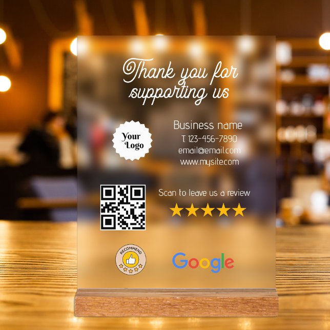 Señal Acrílica Google Review My Business Black Qr Code Logo (Google Review My Business Black Qr Code Logo Acrylic Sign
)