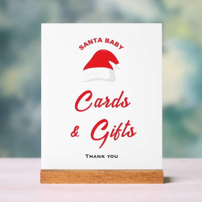 Señal Acrílica Gorra de invierno Rótulo de Tarjetas y Regalos San (Neutral )