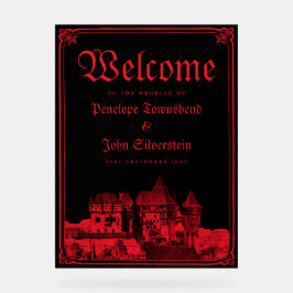 Señal Acrílica Gothic Vampire Castle Border Black Red Wedding 