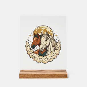 Señal Acrílica Grabado Antiguo Caballos Cósmicos Arte Lunar