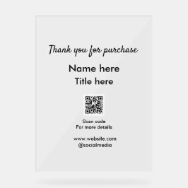 Señal Acrílica Gracias por el título del nombre de compra aquí ex