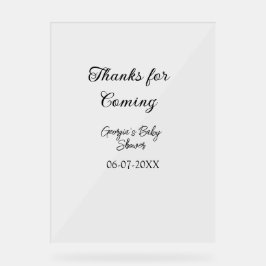 Señal Acrílica Gracias por venir a la ducha de bebé, simple y mod