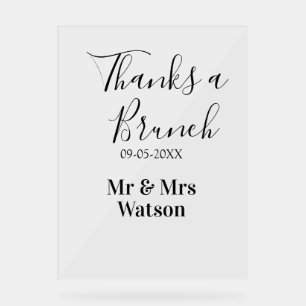 Señal Acrílica Gracias un brunch post boda nombre fecha simple 