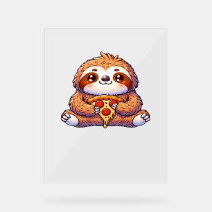 Señal Acrílica Graciosa comida en eslovaco pizza, Kawaii Animal L