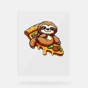 Señal Acrílica Graciosa comida en eslovaco pizza, Kawaii Animal L