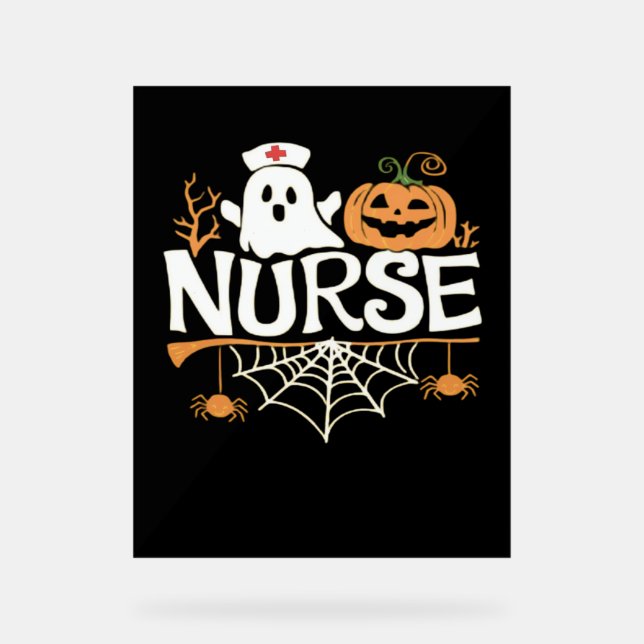 Señal Acrílica Graciosa enfermera Halloween Diseño Fantasma Esenc (Anverso)