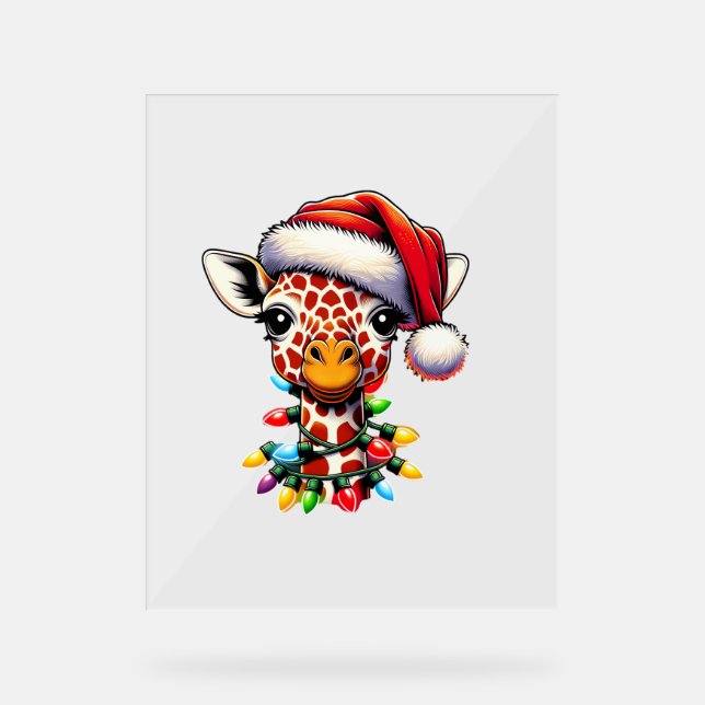 Señal Acrílica Graciosa Giraffe Retro Amante de la vida navideña  (Anverso)