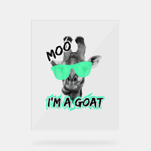 Señal Acrílica Graciosa jirafa Shirt Moo Soy un animal de zoológi