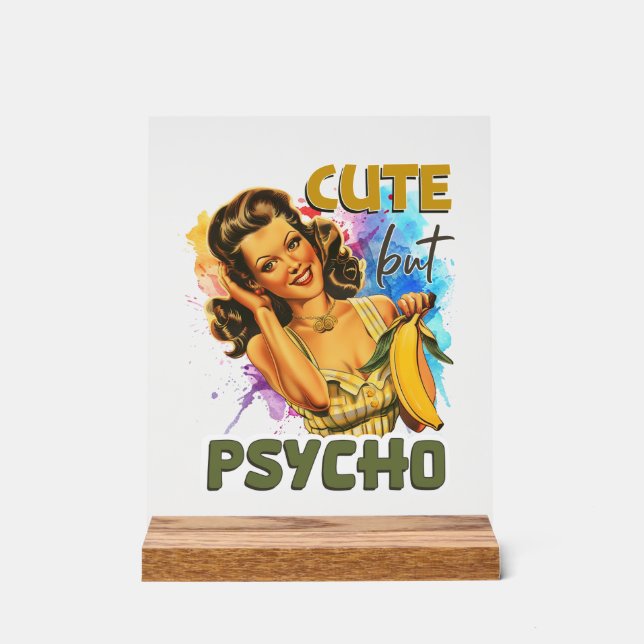 Señal Acrílica Gracioso arte de palabras retro de dama (Anverso)