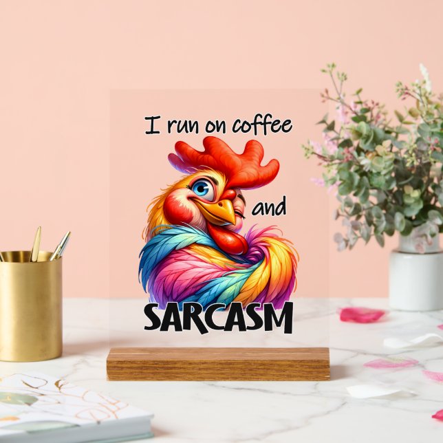 Señal Acrílica Gracioso café sarcasmo palabra arte roster (Boda)