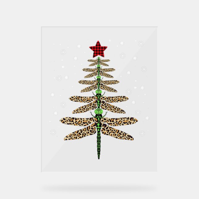 Señal Acrílica Gracioso Dragonfly navidad árbol ornamentos leopar (Anverso)