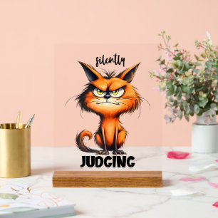 Señal Acrílica Gracioso juzgar silenciosamente el arte de palabra