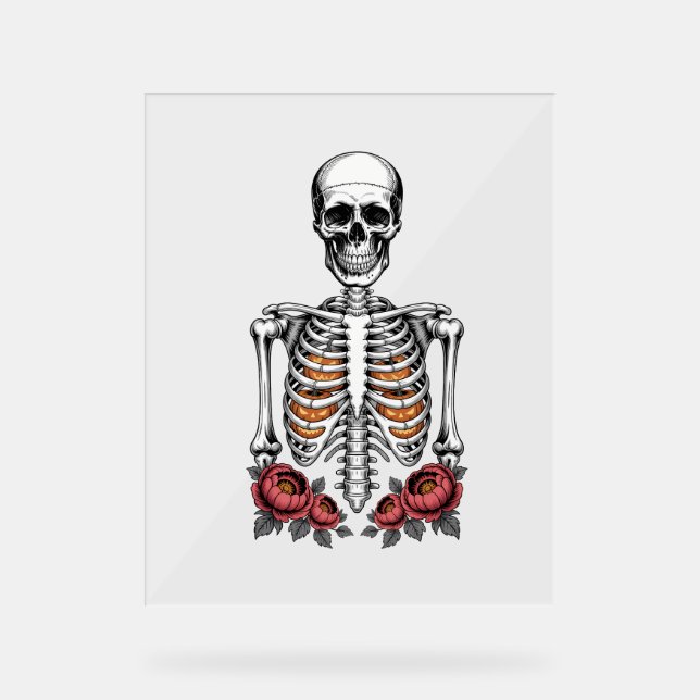 Señal Acrílica Gracioso Skeleton Pumpkin Fall (Anverso)