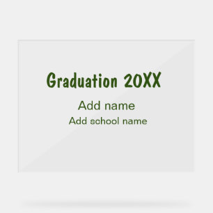 Señal Acrílica Graduación 20XX añadir nombre de año escuela verde