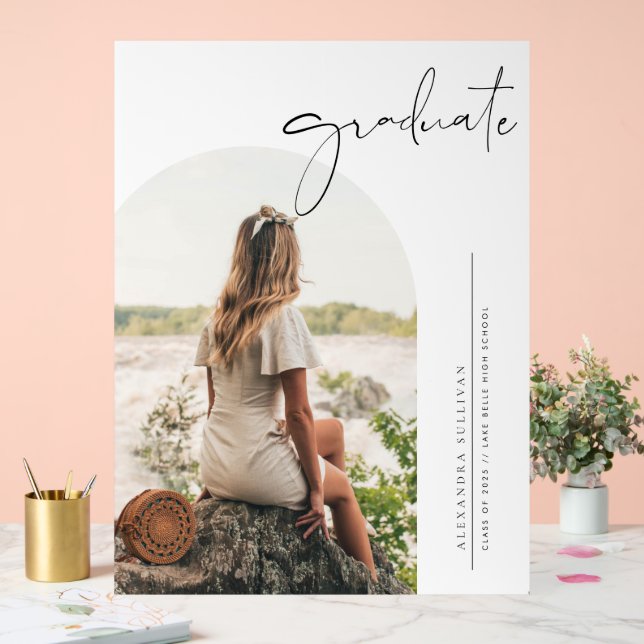 Señal Acrílica Graduación de fotografía del Arco de caligrafía Mi (Boda)