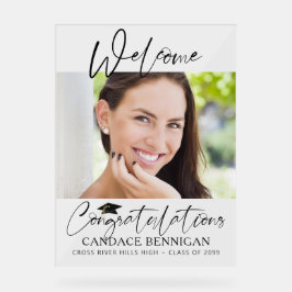 Señal Acrílica Graduación Script de bienvenida Foto felicitacione