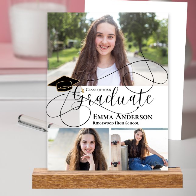 Señal Acrílica Graduado De Clase De Invitación Multifotografía De (Graduate Multi Photo Announcement Class Of 2025 Acrylic Sign)