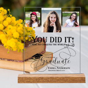 Señal Acrílica Graduado De Fotos Múltiples De Invitación 2025