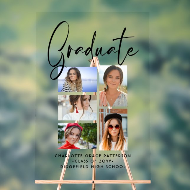 Señal Acrílica Graduado Elegante Script Multifoto Graduado (Neutral )