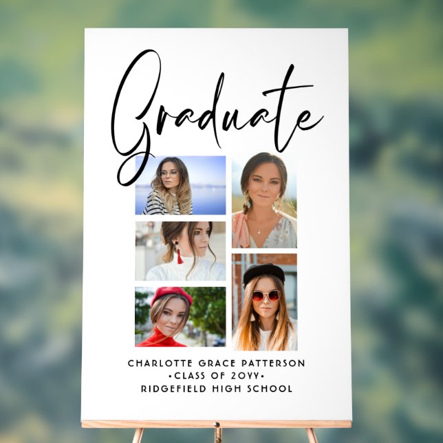 Señal Acrílica Graduado Elegante Script Multifoto Graduado (Neutral )