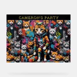 Señal Acrílica Graffiti Legend Street Cat Añadir nombre Fiesta de