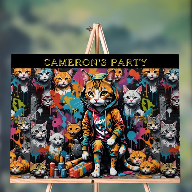 Señal Acrílica Graffiti Legend Street Cat Añadir nombre Fiesta de (Neutral )
