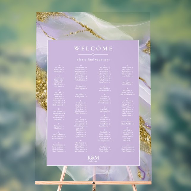 Señal Acrílica Gráfica de asientos abstractos de lavanda de tinta (Neutral )