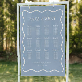 Señal Acrílica Gráfica de asientos de Boda acrílico azul ondulado