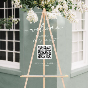 Señal Acrílica Gráfica de asientos de Boda acrílico del código QR