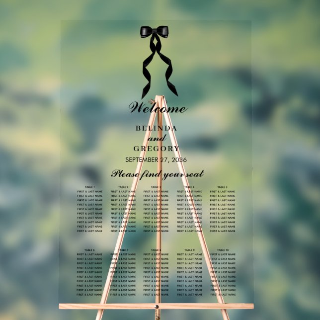 Señal Acrílica Gráfica de asientos de Boda de cinta de vaca negra (Neutral )