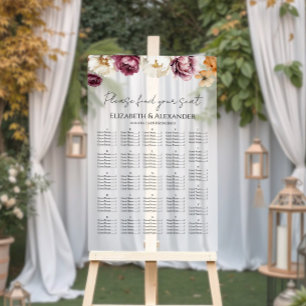 Señal Acrílica Gráfica de asientos de casamiento de bodas florale