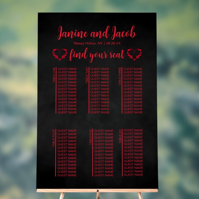 Señal Acrílica Gráfica de asientos móviles de Gótico oscuro (Neutral )