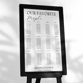 Señal Acrílica Gráfica mínima de asientos de Boda blanco y negro